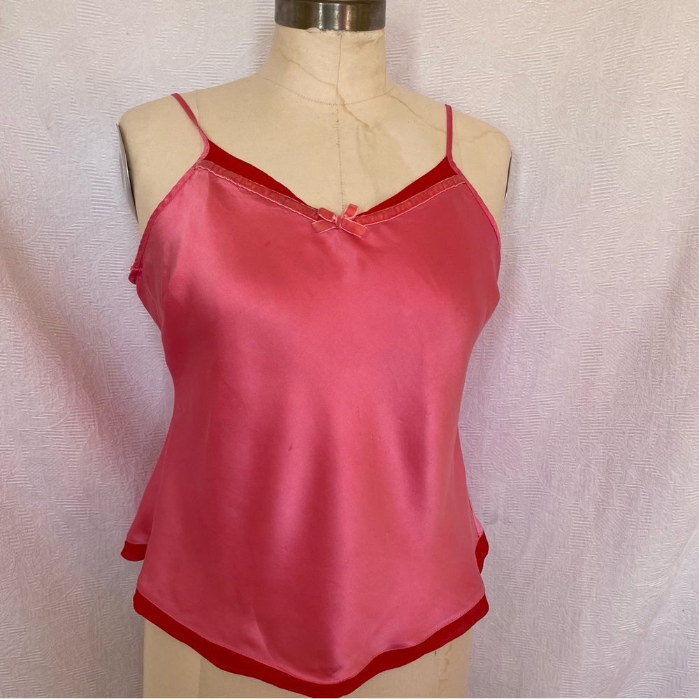 Pure silk L/XL pink/red camisole